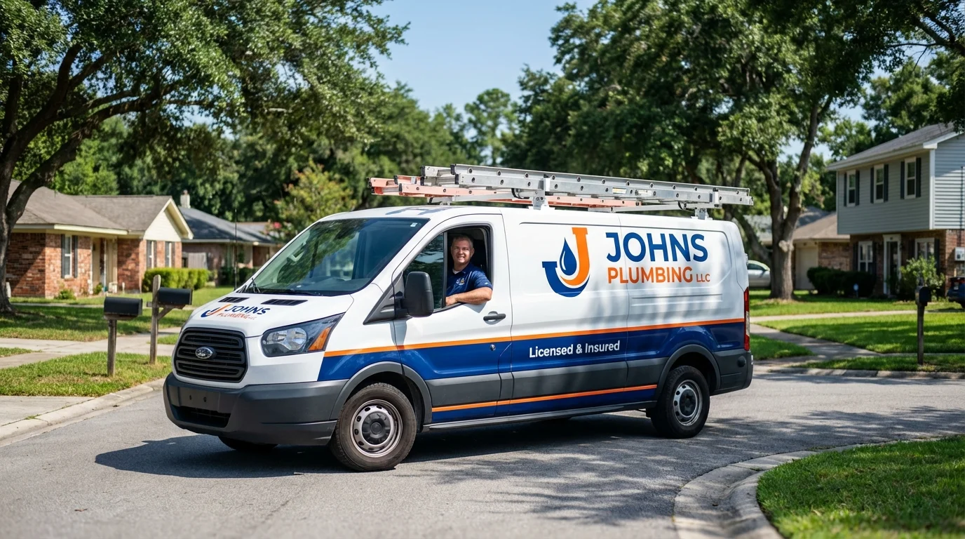 Johns Plumbing LLC service van in Raymond, WA