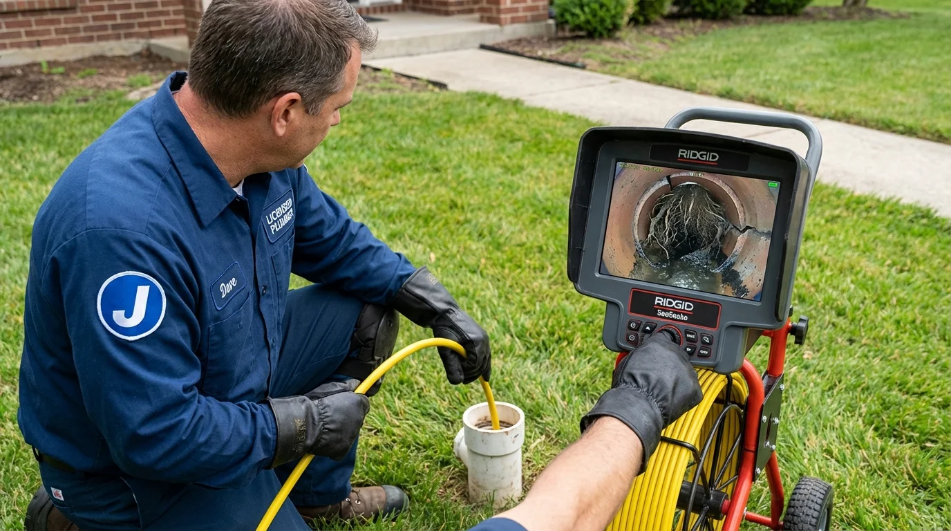Sewer camera inspection being performed by Johns Plumbing LLC in Raymond