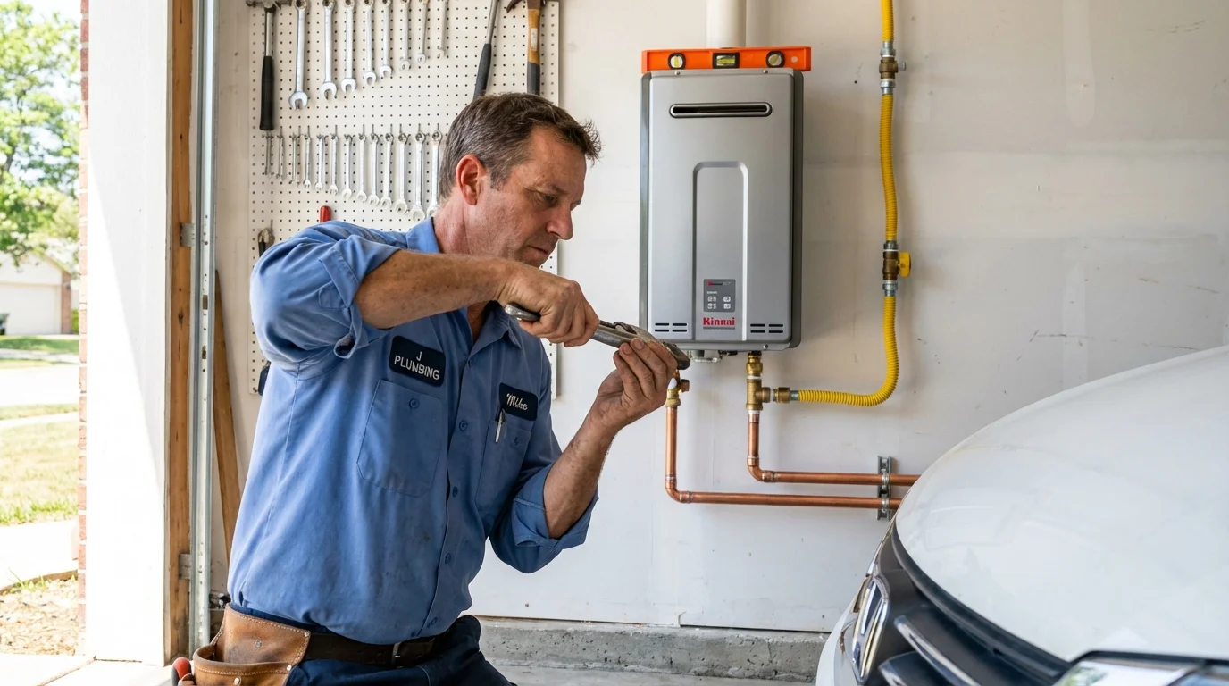 Tankless water heater installation by a Johns Plumbing LLC plumber in Raymond